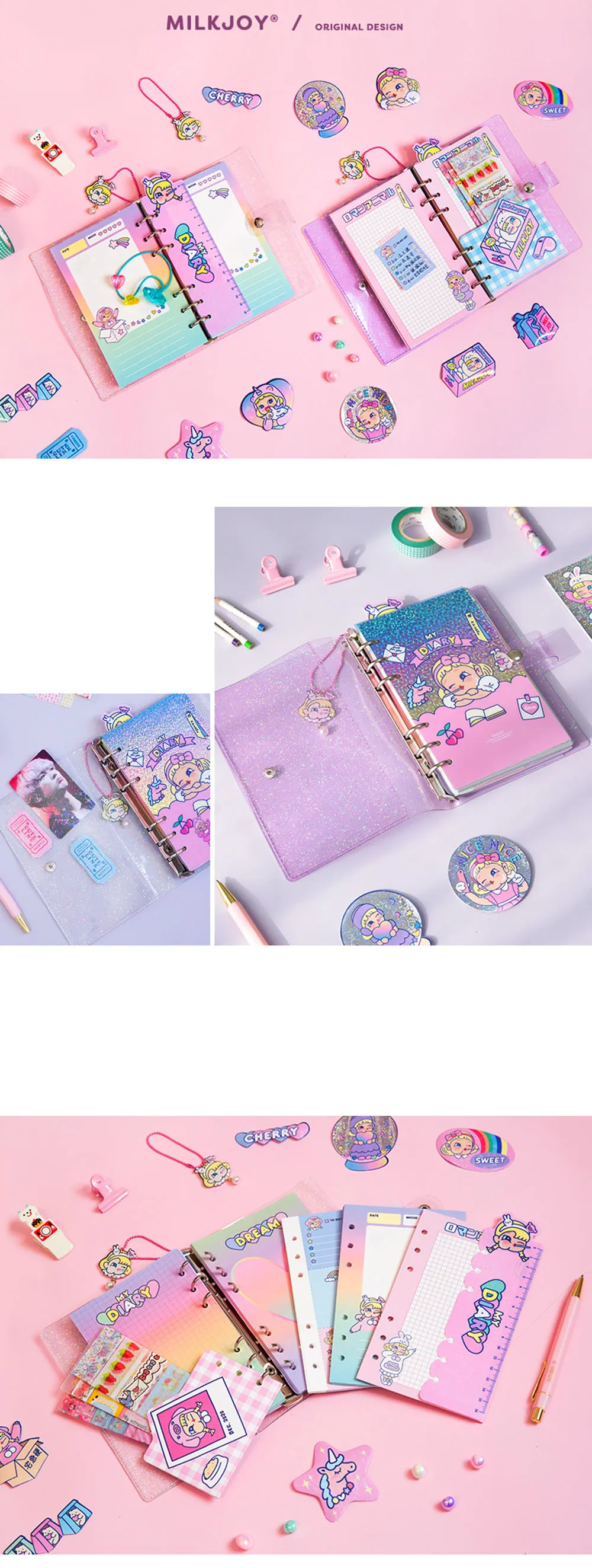 Kawaii DIY повесток записная книжка А6 Биндер корейский дневник на спирали планировщик Органайзер записная книжка для девочек Fichario Traveller Journal Sketcbook