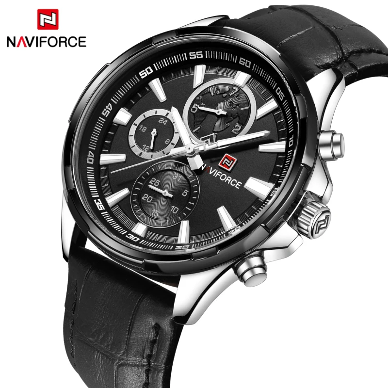 2017 Люксовый Бренд NAVIFORCE Хронограф Мужские спортивные часы водонепроницаемые