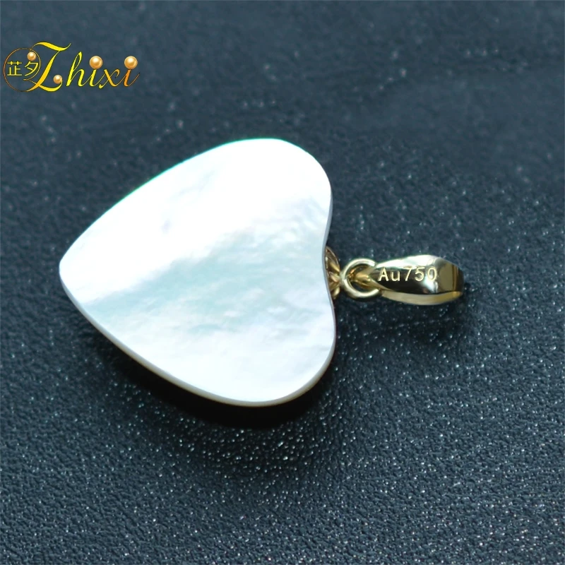 ZHIXI Real 18 K желтое золотое ожерелье с жемчугом Кулон AU750 ювелирные изделия 15-16 мм