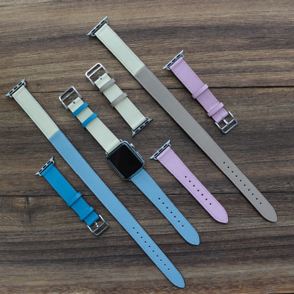 Ремешок URVOI для apple watch 6 SE 5 4 3 2 роскошный браслет из натуральной кожи ручной работы