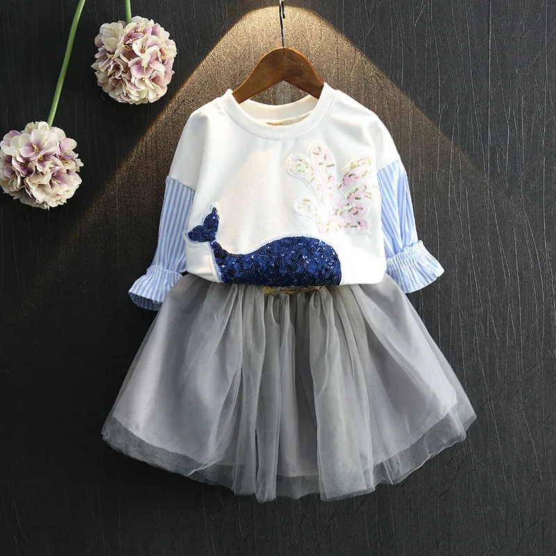 Комплект для маленьких девочек топ с длинными рукавами и 2016 Осень КИТ годугод