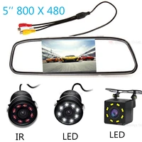 reversible parking 5 inch tft lcd color screen car mirror monitor rearview with ccd waterproof rear view camera ir led optional
