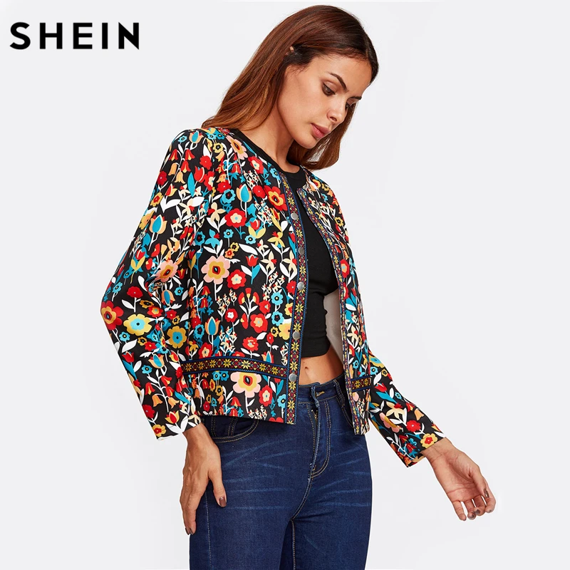 SHEIN Модная Куртка С Вышивкой Осенняя Куртка Для Женщин Элегантные Куртки