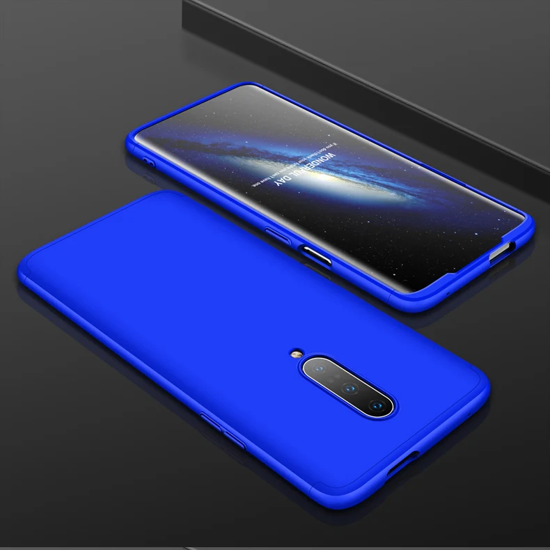GKK, чехол для Oneplus 7 7t pro, чехол 360, полная защита, ударопрочный, матовый, Жесткий ПК, 3 в 1, для Oneplus 7 7t pro, чехол - Цвет: Blue