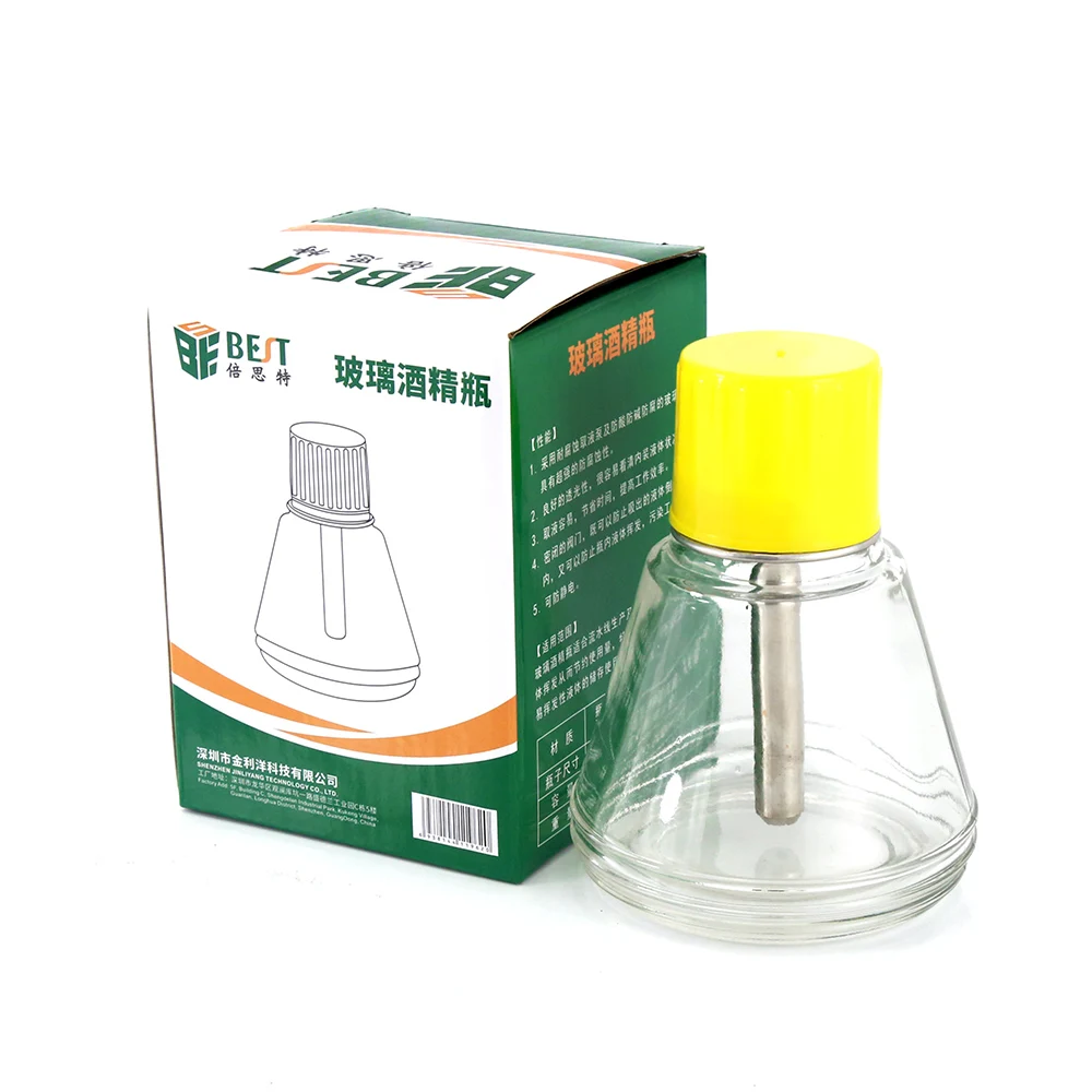

150ML Portable Empty Glass Alcohol Liquid Bottle Dispenser Pump Bottle Glue Residue Remover PCB Cleaning Tool Glass Alcohol Pump