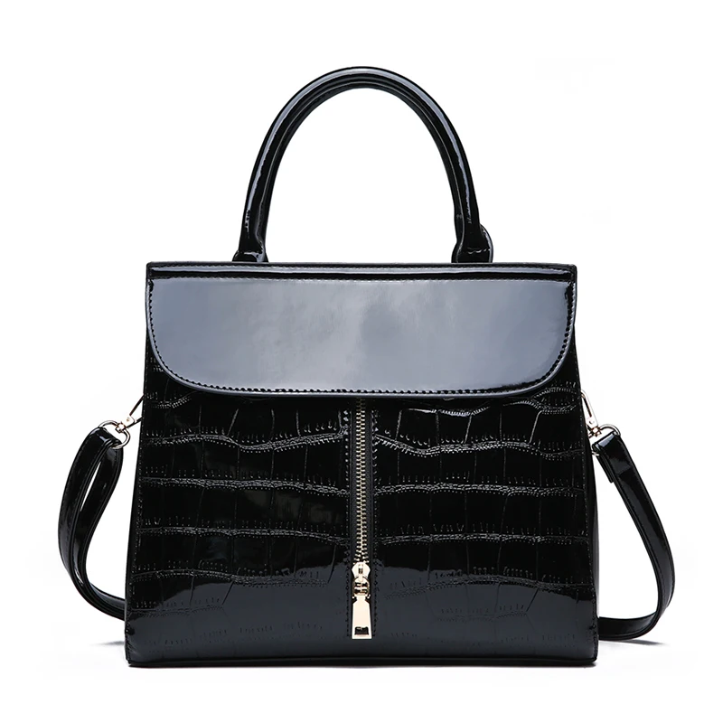 Дамская сумочка из лакированной кожи с каменным узором повседневный мессенджер