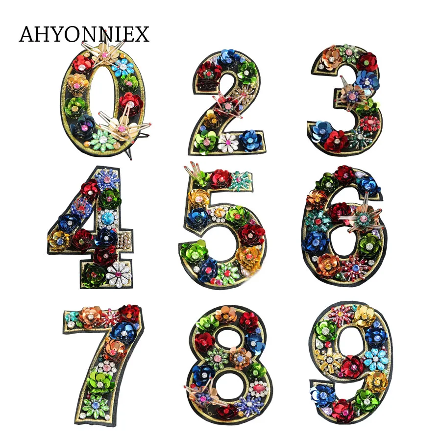 AHYONNIEX 1 шт. бусины ручной работы расшитые блестками большие арабские цифры