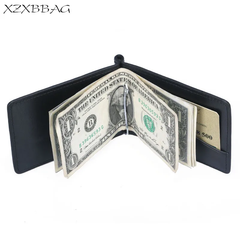 

XZXBBAG Men Fashion Short Money Clips With Card ID Holders Wallet Male Business Dollar Clip Cash Clamp With Zipper Pouch