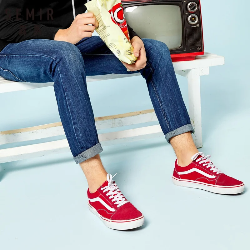 Мужские укороченные джинсы SEMIR из 100% хлопка облегающие с боковыми карманами