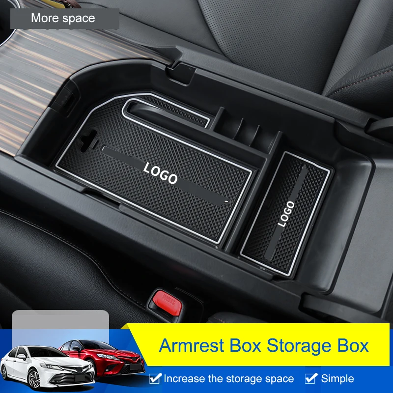 

QHCP Car Central Storage Pallet Armrest Container Box Cover Tray Holder Stowing Case Pallet Container For Toyota Camry 2018-2021