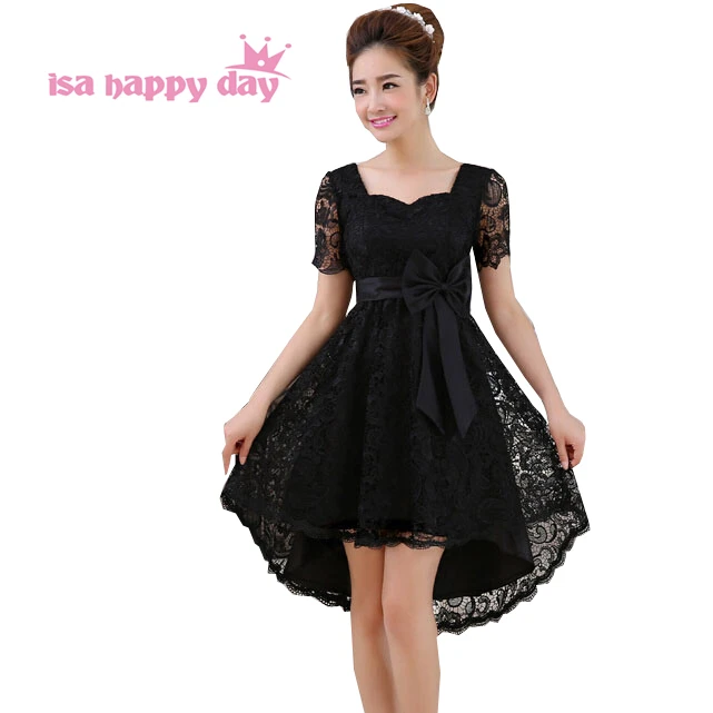 Случайные короткие черные кружевные бальные платья с рукавами крылышками