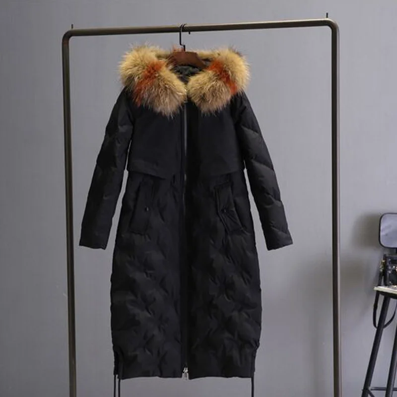 Зимняя куртка Новинки для женщин 2018 большой реальный енот меховой воротник