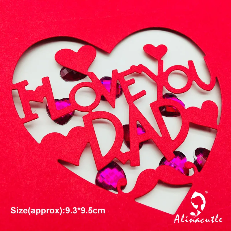 Штампованный металлический режущий трафарет с надписью love dad heart Alinacraft альбом для