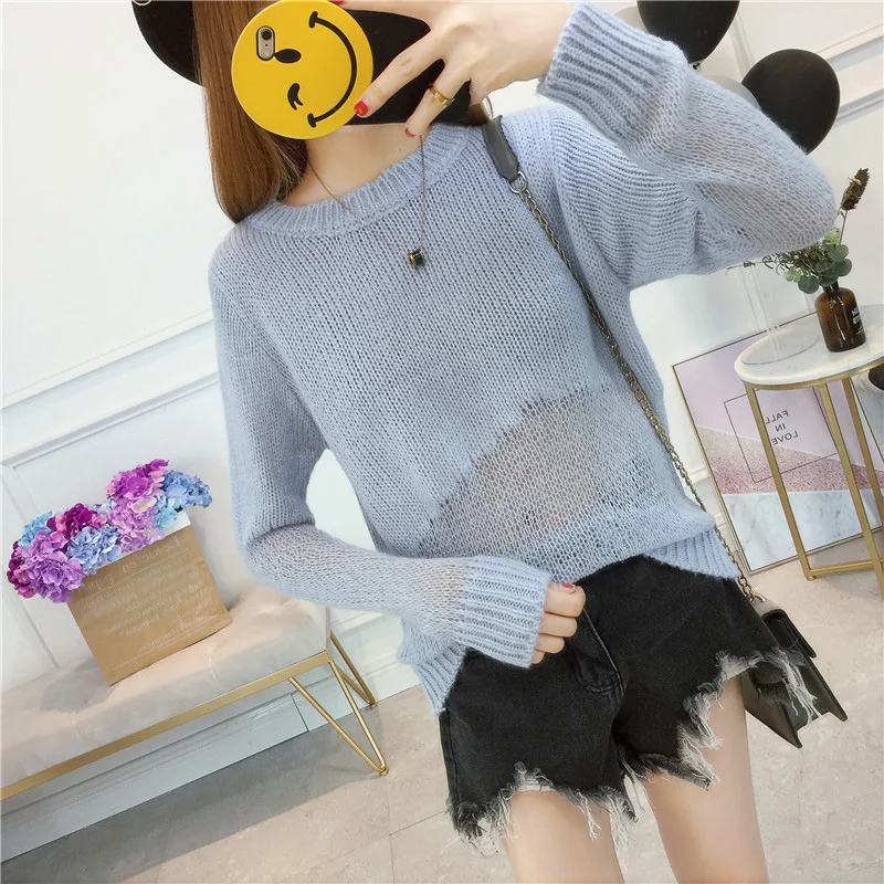 Женский свитер весна-осень 2019 женский новый Тонкий мохеровый Свободный пуловер