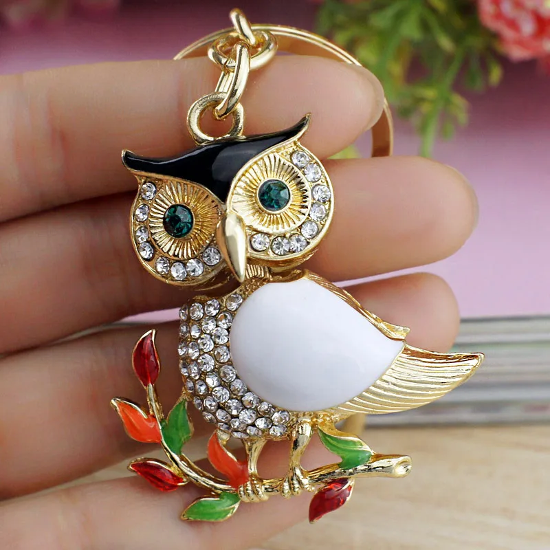 DORMON Delicate эмаль сова кристалл металлический брелок для автомобильных ключей