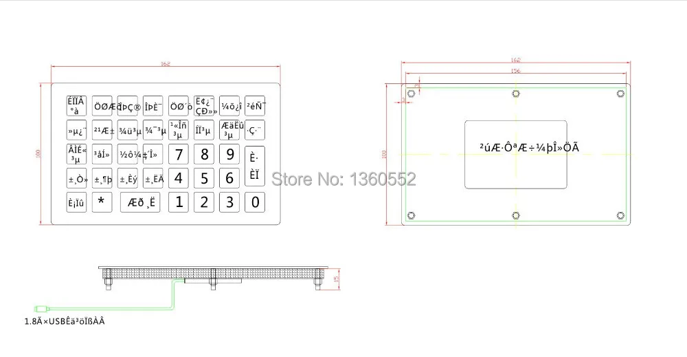 38 клавиш металлическая клавиатура с цифрами и буквами для бензоколонки автомат