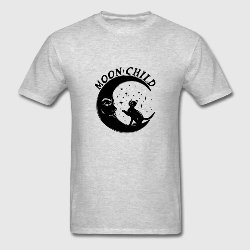 Модные Для мужчин футболка 100% хлопок Moon Child для Йог мужской Weird Camisetas Hombre известные