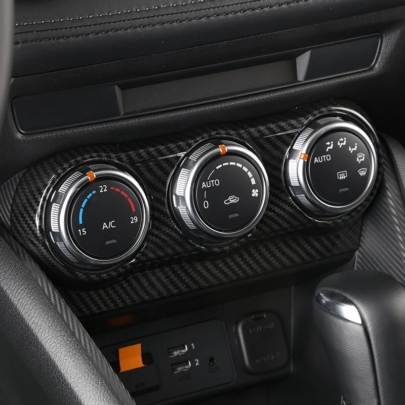 

For Mazda CX-3 CX3 2015 2016 2017 2018 Air Conditioning Control Knob Panel Cover ABS Carbon Fiber Material Styling Accessories