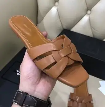brown matte flat Moraima Snc/кожаные шлепанцы на плоской подошве с перекрестной шнуровкой; летняя пикантная обувь с открытым носком; женские шлепанцы ярких цветов; пляжная одежда; сандалии - Цвет: brown matte flat