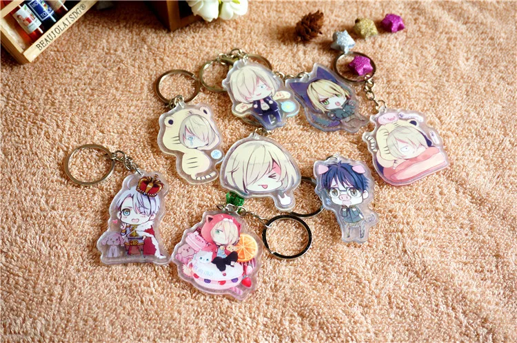 

8 шт./лот аниме Юри на льду брелок для ключей Виктор Никифоров Юри Katsuki подвесные брелоки брошь для автомобиля сумки фигурки