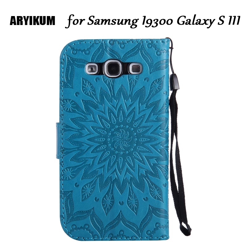 Чехлы из искусственной кожи с тиснением подсолнуха для Samsung I9300 Galaxy S 3 III чехлы