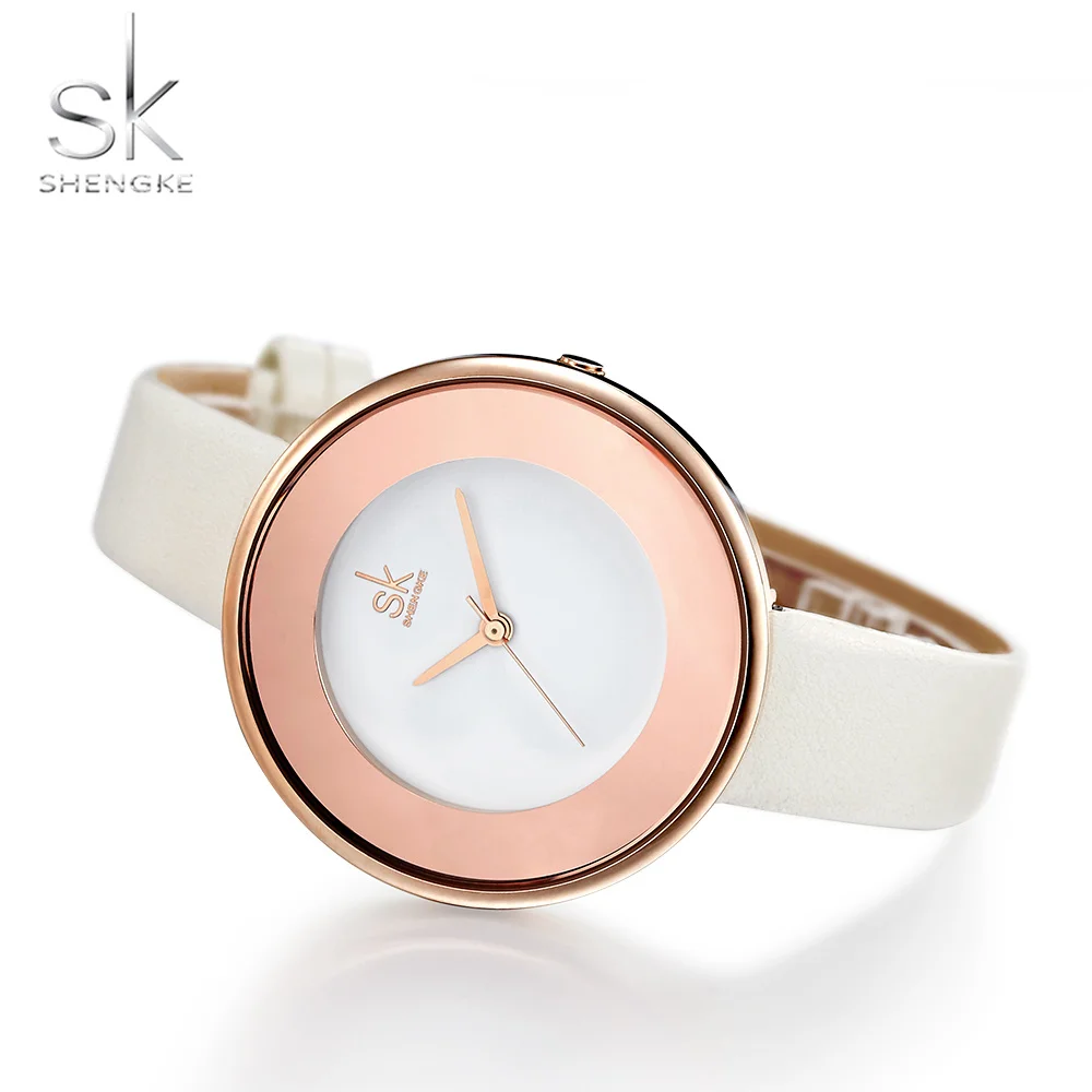 shengke brand luxury watch women leather wristwatch top brand quartz watch fashion watch ultra thin belt hot clock reloj mujer free global shipping