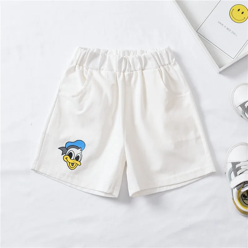 New Boy Clothes Set Summer Cotton Girl Dress Children Donald Duck T-shirt+Shorts Set 2Pcs Boys Girls Cartoon Clothing 1-6T