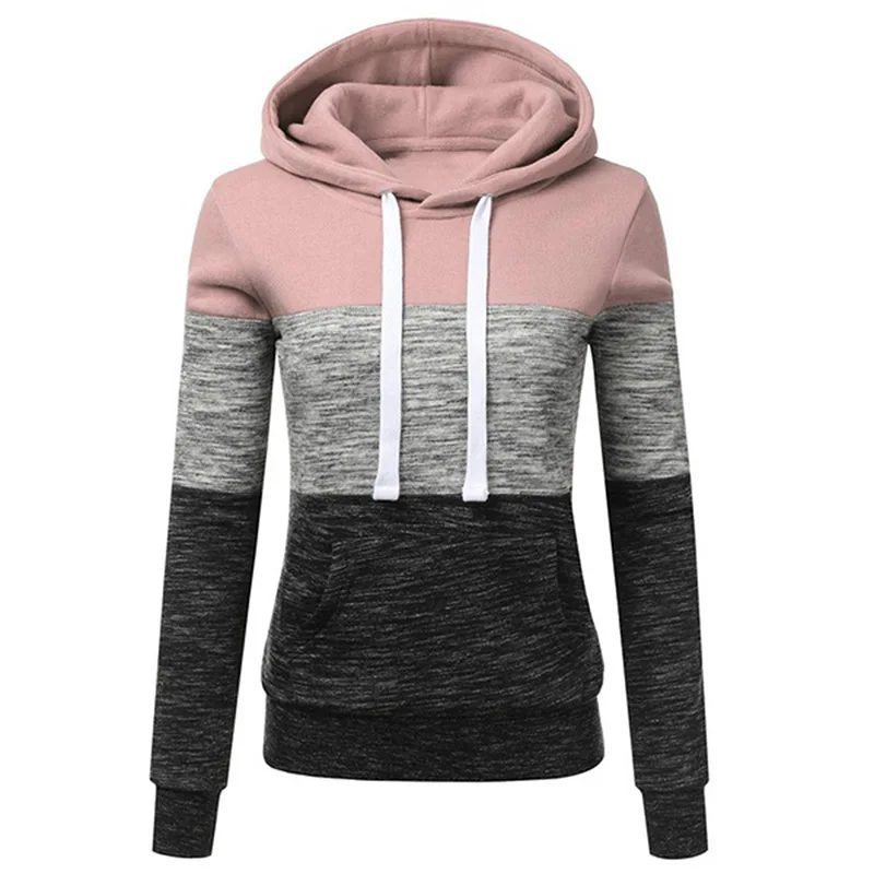 

Autumn New Patchwork Stitching Harajuku Women Hoodies Pullover Fleece Loose Female Tracksuits Casual Round Neck Hoodies