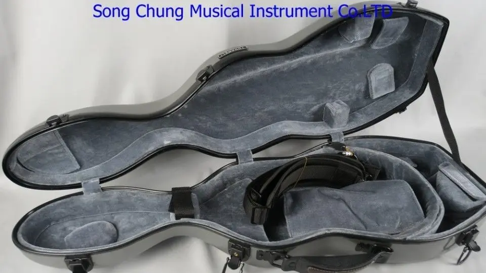 

Strong glass fiber gray 4/4 violin case,two bow's holders