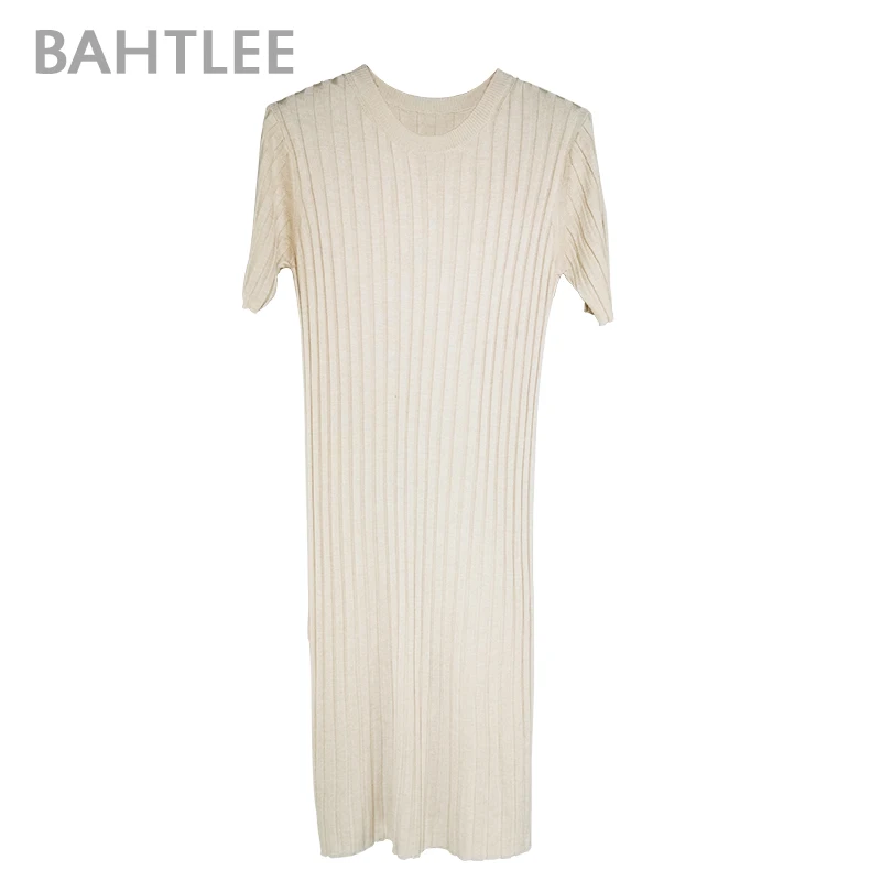 Свободные Повседневные вязаные платья-футляры BAHTLEE женское однотонное