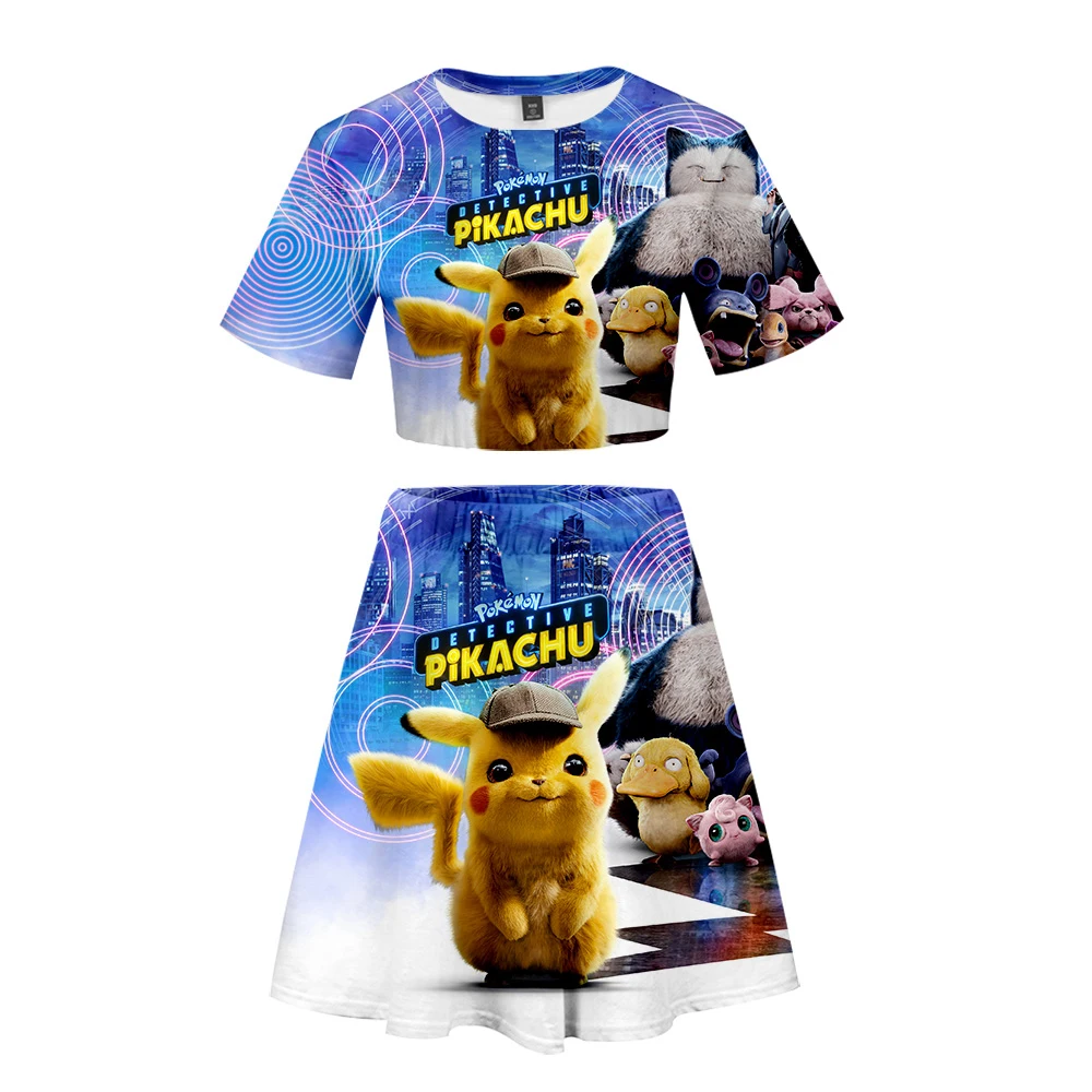 Женский комплект из 2 предметов с принтом Pokemon Detective Pikachu короткого топа и короткой