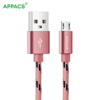appacs 1m 3ft micro usb cable braided wire metal shell 5v 2 1a connector android usb cable for samsung sony xiaomi huawei