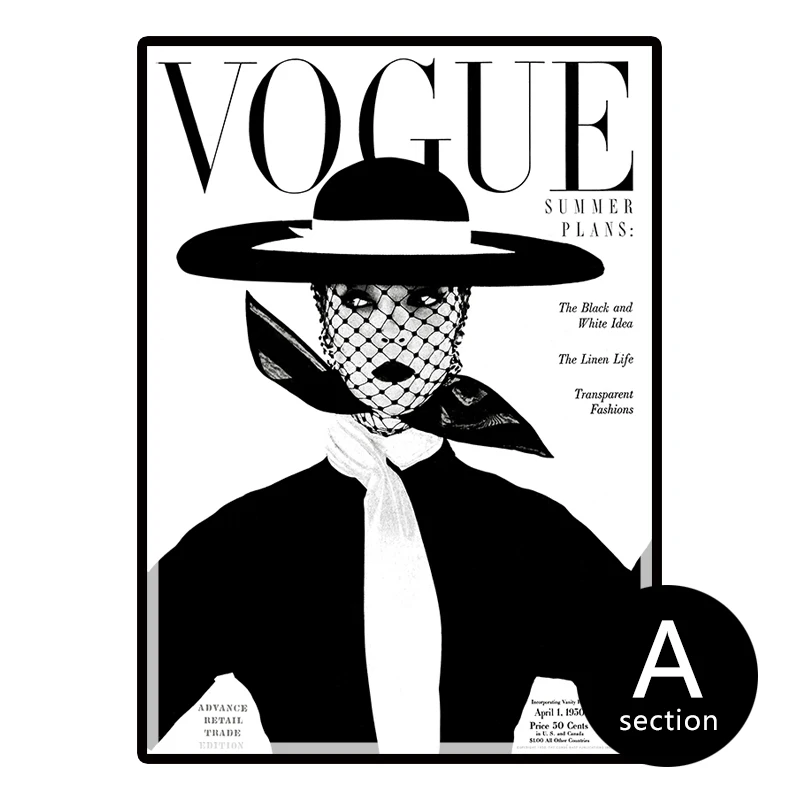 Nordic плакат Современная Мода 4 шт. холст стены искусства Портрет home decor VOGUE 1950