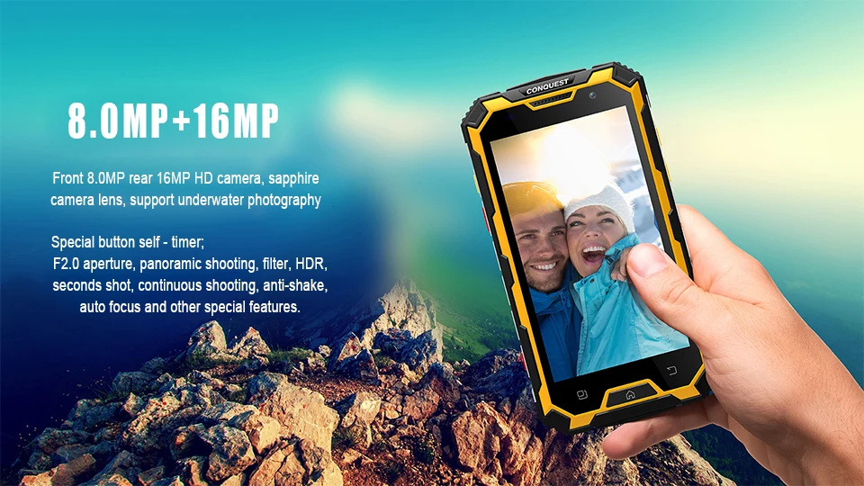 Conquest S8 смартфон IP68 водонепроницаемый ударопрочный 4 Гб ОЗУ 64 Гб ПЗУ MTK6755 Восьмиядерный Android 6,0 6000 мАч аккумулятор мобильный телефон