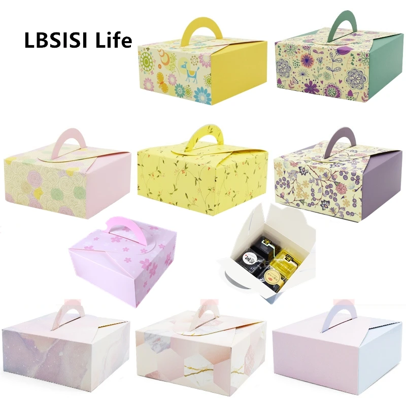 LBSISI Life 10 шт. бумажная коробка для печенья для яиц с ручкой шоколадный торт вечерние коробки для конфет DIY Свадебная подарочная коробка
