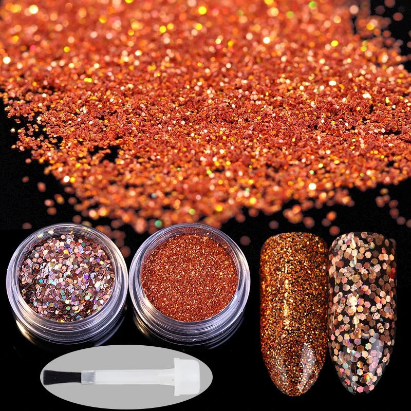 2 шт./компл. 3g Блестки для ногтей Красочный глиттер блестки с щеткой маникюр