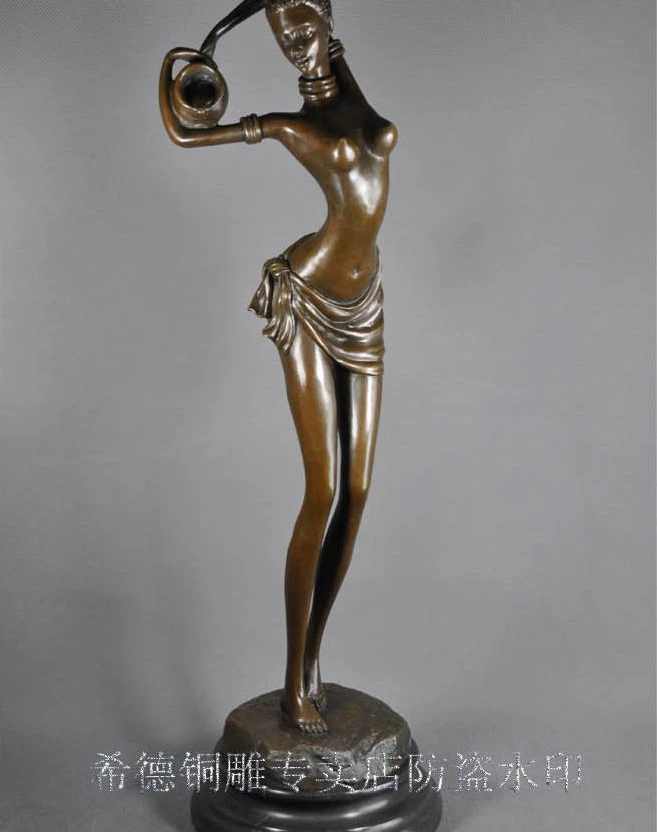 Скульптура ZSR в стиле арт деко африканская Женская Бронзовая статуя|bottle label|statue of