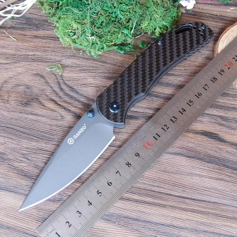 Carbon Fiber Ganzo G7533 F7533 58-60HRC 440C G10 или углеродного волокна ручка складной Ножи выживание на открытом воздухе кемпинга нож карманный тактический - Цвет: Carbon Fiber