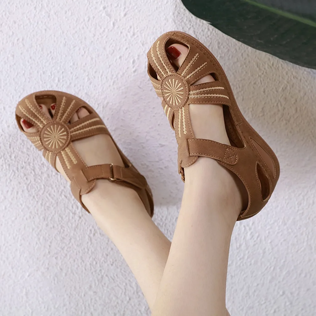 Women's Ladies Girls shoes woman Comfortable Ankle Hollow Round Toe Hollow Out Sandals Soft Bottom Sole Shoes zapatos de mujer