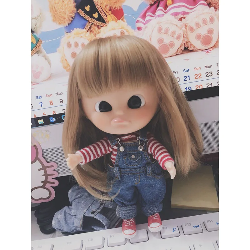 Волосы Allaosify Bjd 1/3 1/4 1/6 кукла BJD высокотемпературный парик для девушек коричневые
