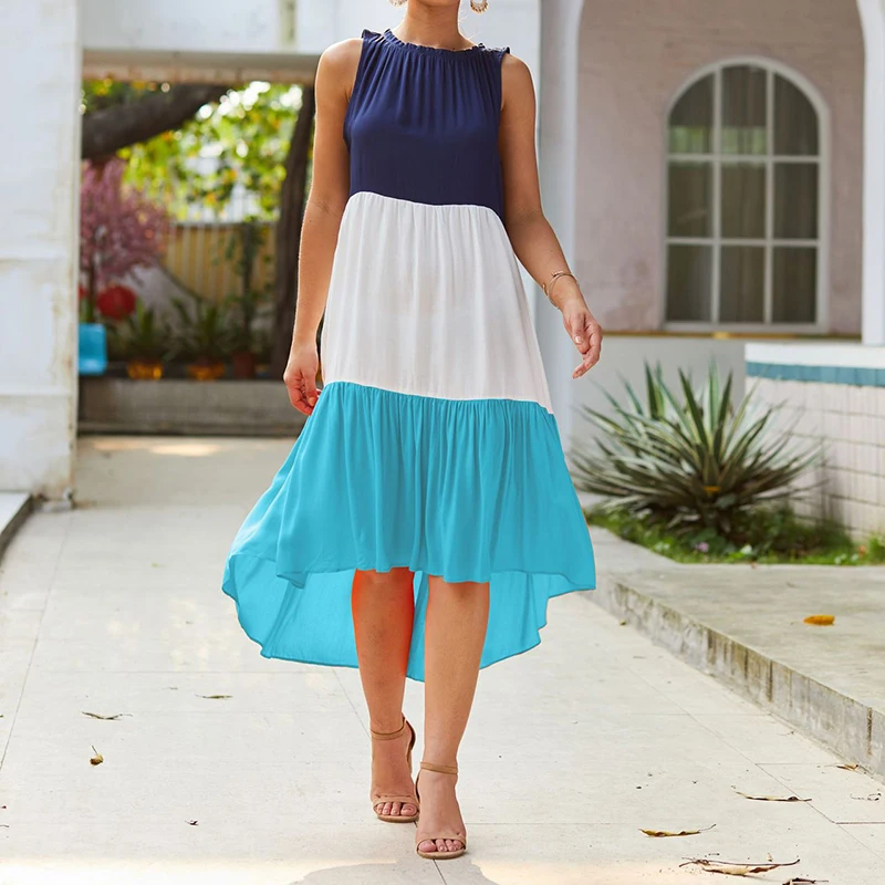 Женское летнее платье 2019 повседневные свободные пляжные платья без рукавов