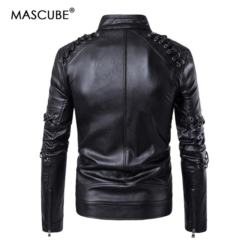 MASCUBE 2017 новая одежда из натуральной кожи мотоциклетная куртка Тонкий стоячий