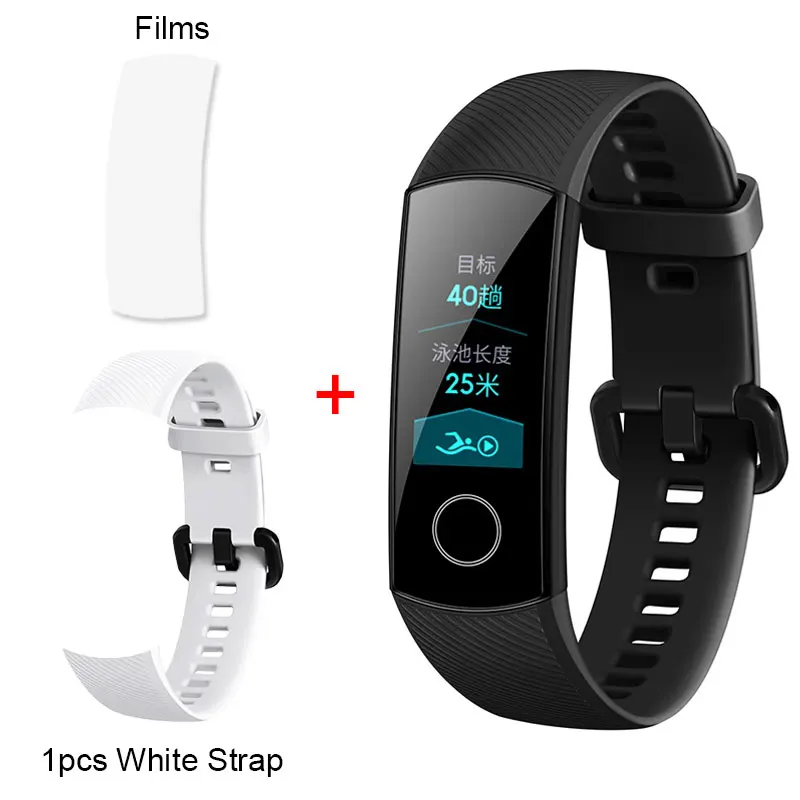 BlackAdd whiteStrap HUAWEI Honor Band 4 умный Браслет фитнес-браслет в режиме реального времени пульсометр научный монитор сна 5ATM плавание носимый стандарт - Цвет: BlackAdd whiteStrap