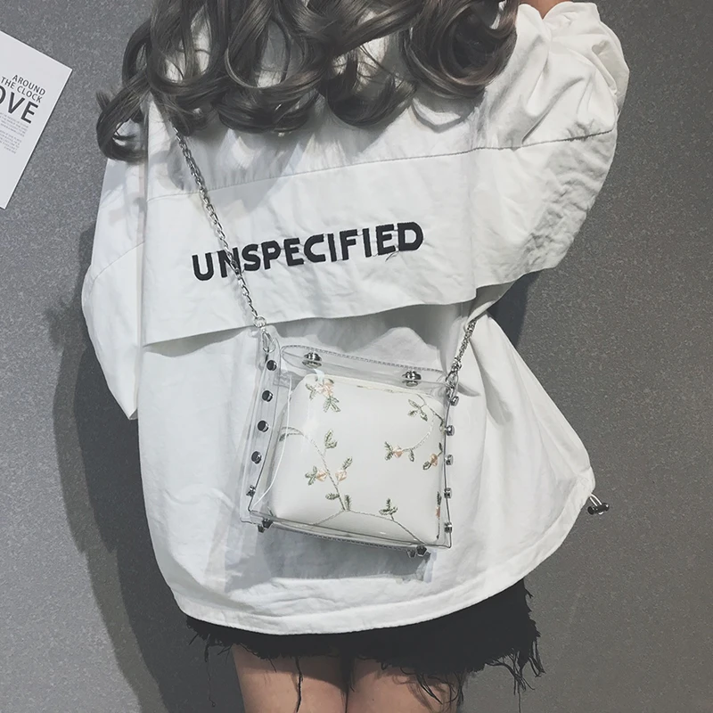 Прозрачная Желейная сумка с откидной крышкой женская летняя Новинка 2019 года