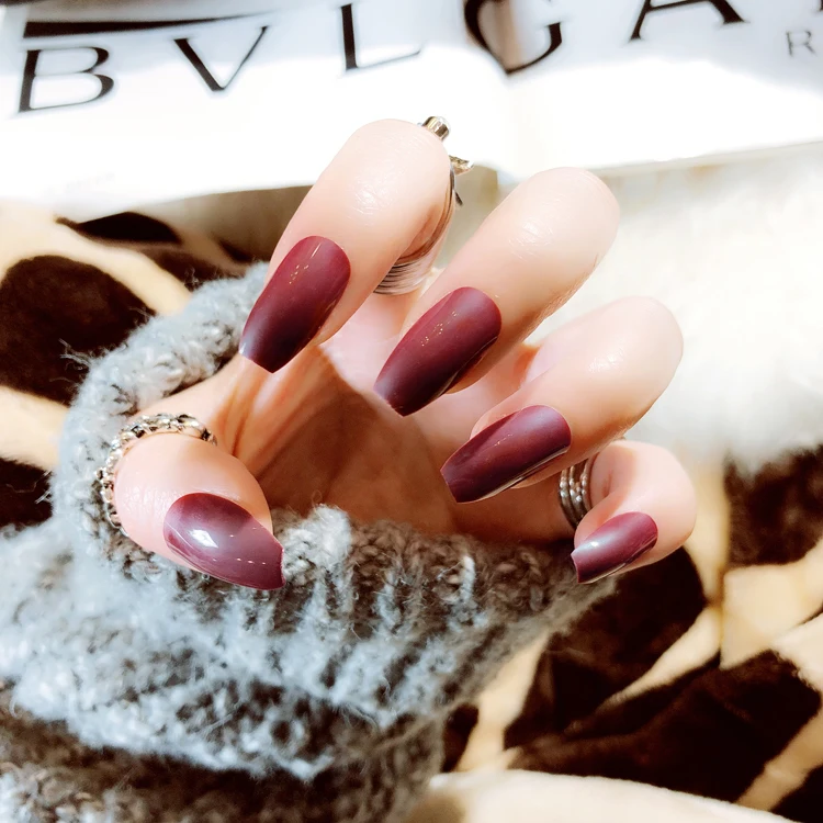 Модные Длинные накладные ногти балетки плоская ногтей патч стойки Дизайн