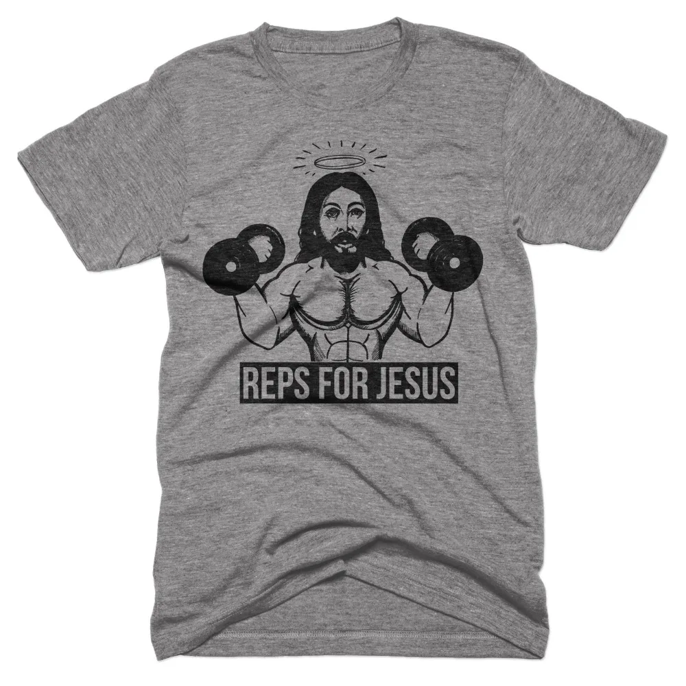 

Reps for Jesus Funny Work Out Bodybuilder Gym Shirt Soft Vintage Cotton T Shirt for Men Design Tops Harajuku Funny T Shirts