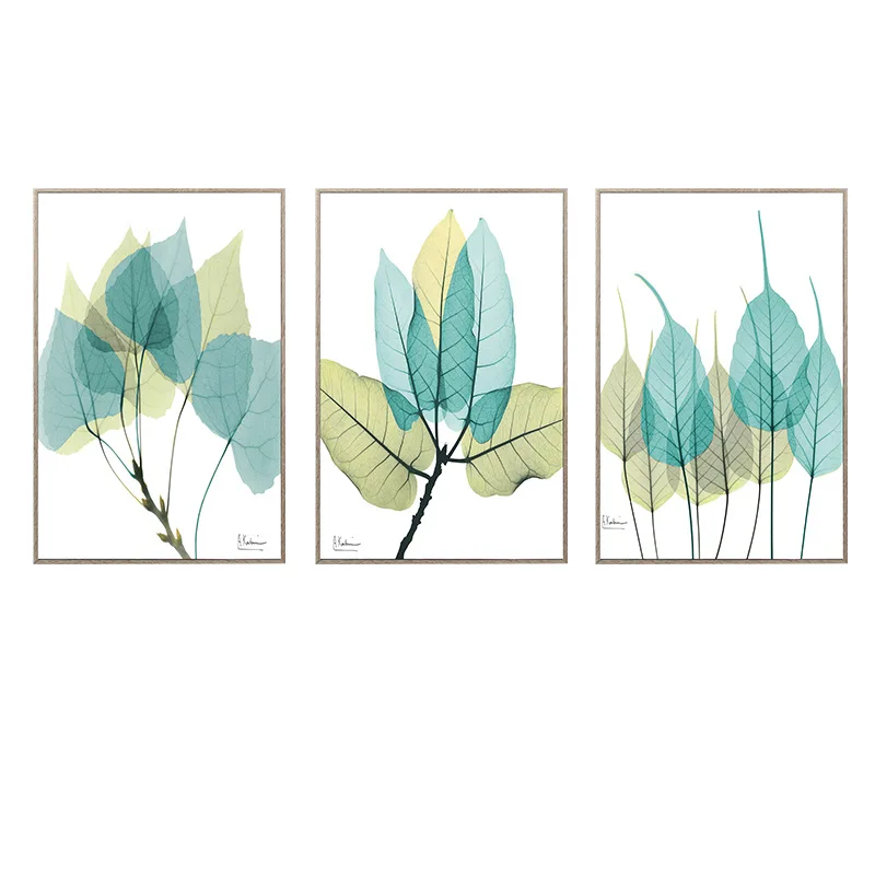 Nordic A4 Fresh Transparent Plant Leaves Creative Abstract Wall Art Poster Style Canvas Painting Home Decor Cactus | Дом и сад