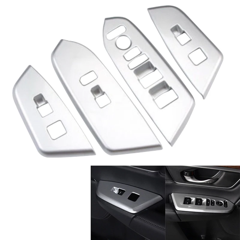 

4pcs/set ABS Interior Window Switch Trim Molding Cover For 2017-2018 Honda CRV