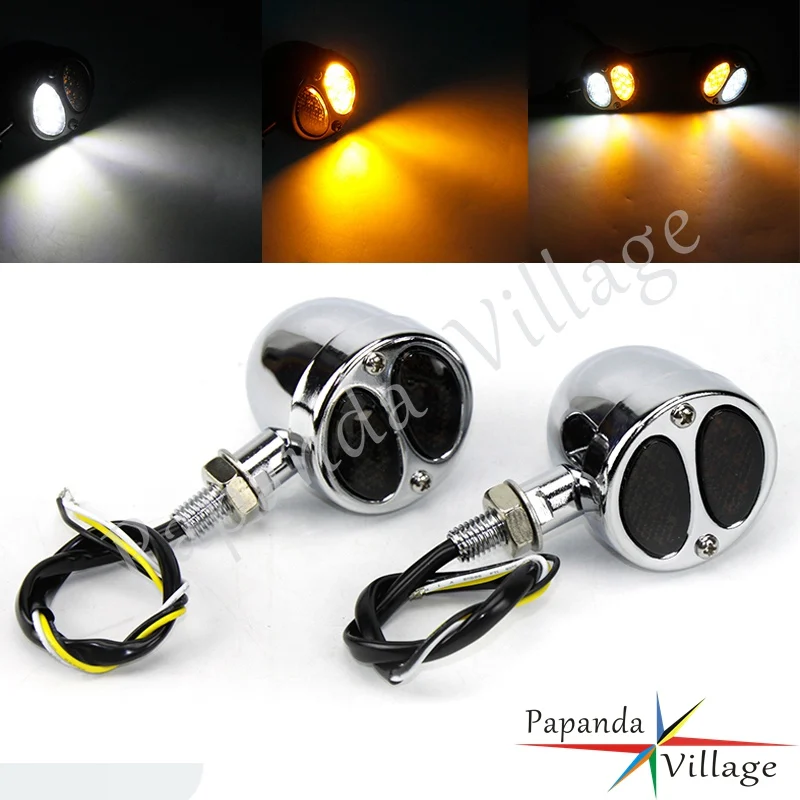 

Front Motorcycle LED Turn Signal Light Amber Blinker White Running Lamp 20PCS LED For Harley Sportster Dyna Bobber Chopper 10mm