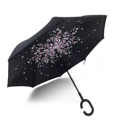 Ветрозащитный складной двухслойный перевернутый Зонт Chuva с защитой от дождя, С-крючком для автомобиля - Цвет: 13